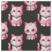 Kawaii Pink Kitty Cats Design Stof (Close Up)