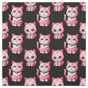 Kawaii Pink Kitty Cats Design Stof