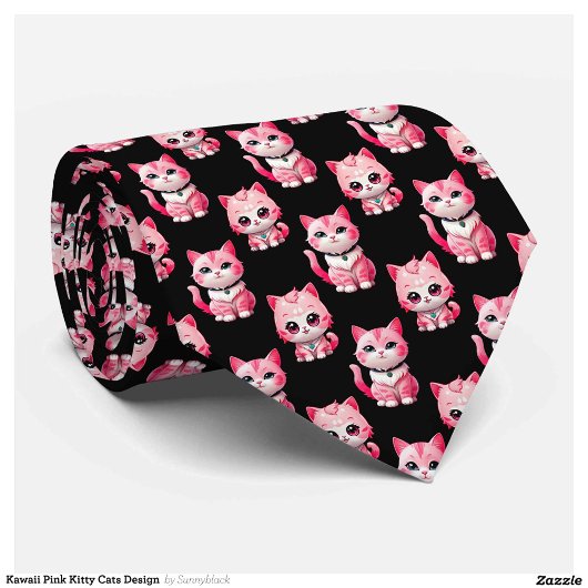 Kawaii Pink Kitty Cats Design Stropdas