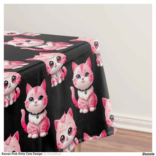 Kawaii Pink Kitty Cats Design Tafelkleed