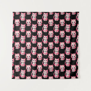 Kawaii Pink Kitty Cats Design Wandkleed