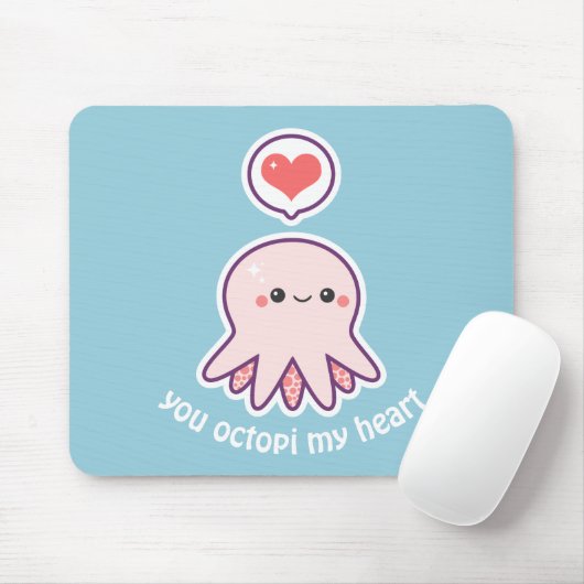 Kawaii Pink Octopus Muismat (Met muis)