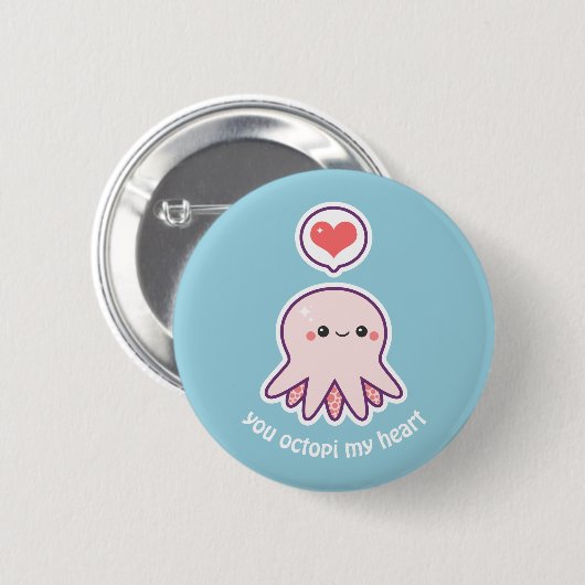 Kawaii Pink Octopus Ronde Button 5,7 Cm (Voorkant /achterkant)