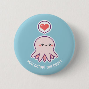 Kawaii Pink Octopus Ronde Button 5,7 Cm