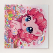 Kawaii Pink Pony Chibi Art Puzzle Legpuzzel (Horizontaal)