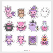 Kawaii Pink & Purple Halloween Sticker Pack (Vel)