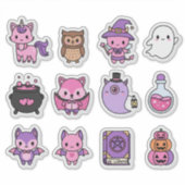 Kawaii Pink & Purple Halloween Sticker Pack (Voorkant)