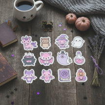 Kawaii Pink & Purple Halloween Sticker Pack