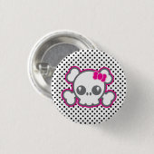 Kawaii Pink Ribbon Skull Button (Voorkant /achterkant)