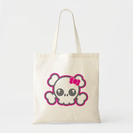 Kawaii Pink Ribbon Skull Canvas tas (Voorkant)