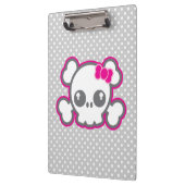 Kawaii Pink Ribbon Skull Clip Board Klembord (Links)
