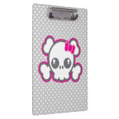 Kawaii Pink Ribbon Skull Clip Board Klembord (Rechts)