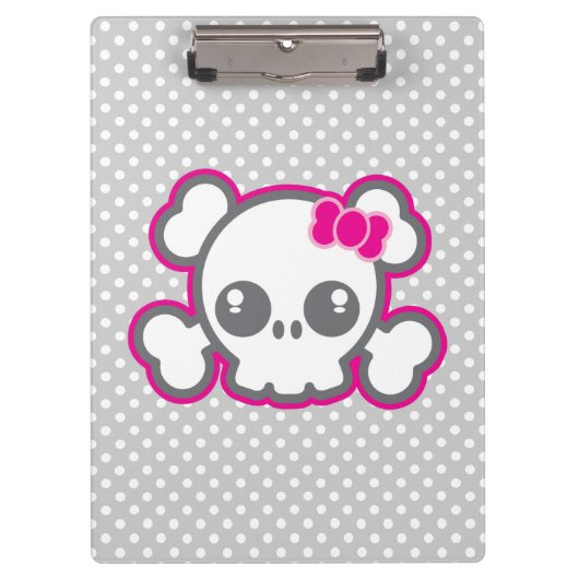 Kawaii Pink Ribbon Skull Clip Board Klembord (Voorkant)