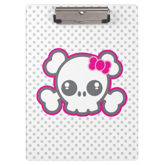 Kawaii Pink Ribbon Skull Clip Board Klembord (Voorkant)