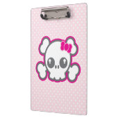 Kawaii Pink Ribbon Skull Clip Board Klembord (Links)