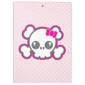 Kawaii Pink Ribbon Skull Clip Board Klembord (Achterkant)