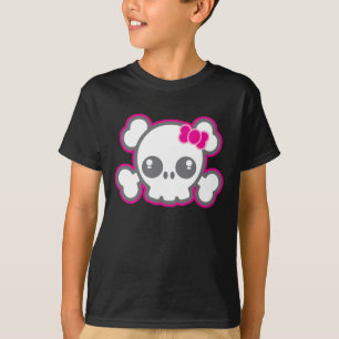 Kawaii Pink Ribbon Skull Cloding T-shirt