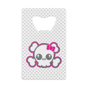 Kawaii Pink Ribbon Skull Creditcard Bottle Open Creditkaart Flessenopener