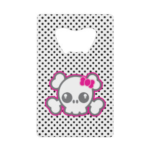 Kawaii Pink Ribbon Skull Creditcard Bottle Open Creditkaart Flessenopener