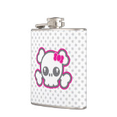 Kawaii Pink Ribbon Skull Flask Heupfles (Links)