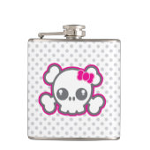 Kawaii Pink Ribbon Skull Flask Heupfles (Voorkant)
