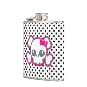 Kawaii Pink Ribbon Skull Flask Heupfles (Links)