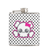 Kawaii Pink Ribbon Skull Flask Heupfles (Voorkant)
