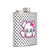 Kawaii Pink Ribbon Skull Flask Heupfles (Rechts)