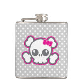 Kawaii Pink Ribbon Skull Flask Heupfles (Voorkant)