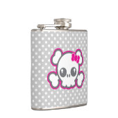 Kawaii Pink Ribbon Skull Flask Heupfles (Rechts)