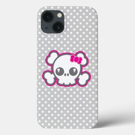 Kawaii Pink Ribbon Skull iPad Case (Achterkant)