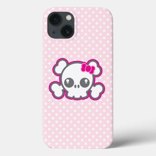 Kawaii Pink Ribbon Skull iPad Case (Achterkant)