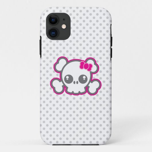 Kawaii Pink Ribbon Skull iPhone Case (Achterkant)