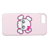Kawaii Pink Ribbon Skull iPhone Case (Achterkant (Horizontaal))