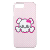 Kawaii Pink Ribbon Skull iPhone Case (Achterkant)