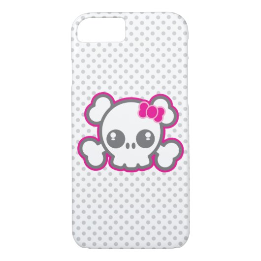 Kawaii Pink Ribbon Skull iPhone Case (Achterkant)