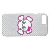 Kawaii Pink Ribbon Skull iPhone Case (Achterkant (Horizontaal))
