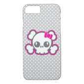 Kawaii Pink Ribbon Skull iPhone Case (Achterkant)