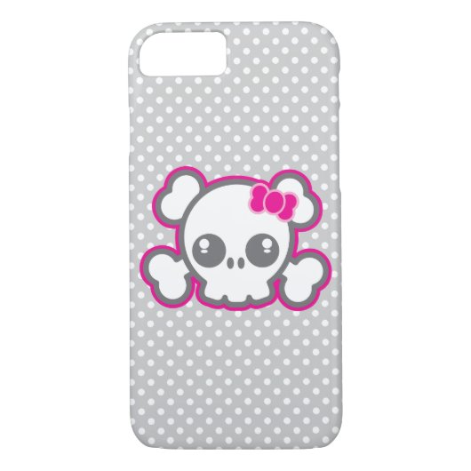 Kawaii Pink Ribbon Skull iPhone Case (Achterkant)