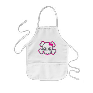 Kawaii Pink Ribbon Skull Kind Apron Kinder Schort