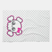 Kawaii Pink Ribbon Skull Kitchen Towel Theedoek (Horizontaal)