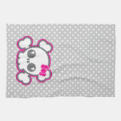 Kawaii Pink Ribbon Skull Kitchen Towel Theedoek (Horizontaal)