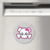 Kawaii Pink Ribbon Skull Magnet (Insitu (Vaatwasser))