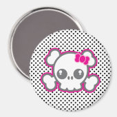 Kawaii Pink Ribbon Skull Magnet (Voorkant / Achterkant)