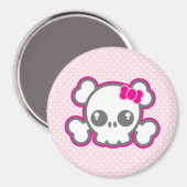 Kawaii Pink Ribbon Skull Magnet (Voorkant / Achterkant)