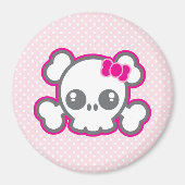 Kawaii Pink Ribbon Skull Magnet (Voorkant)