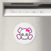 Kawaii Pink Ribbon Skull Magnet (Insitu (Vaatwasser))