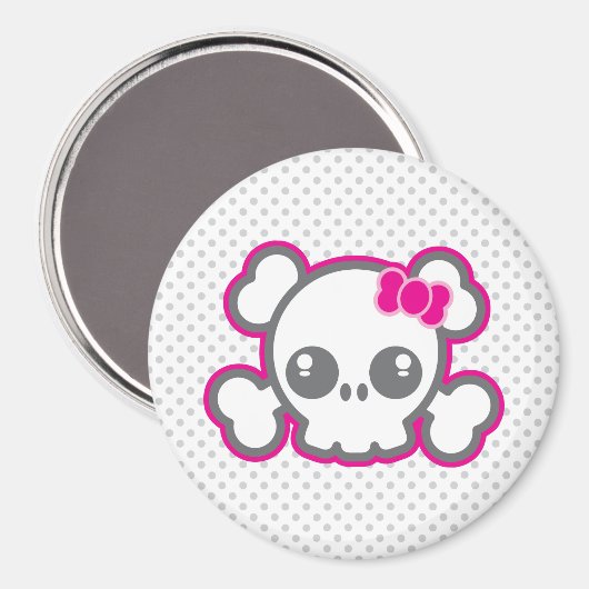 Kawaii Pink Ribbon Skull Magnet (Voorkant / Achterkant)