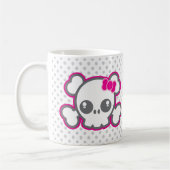 Kawaii Pink Ribbon Skull Mok (Links)