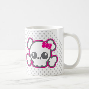 Kawaii Pink Ribbon Skull Mok